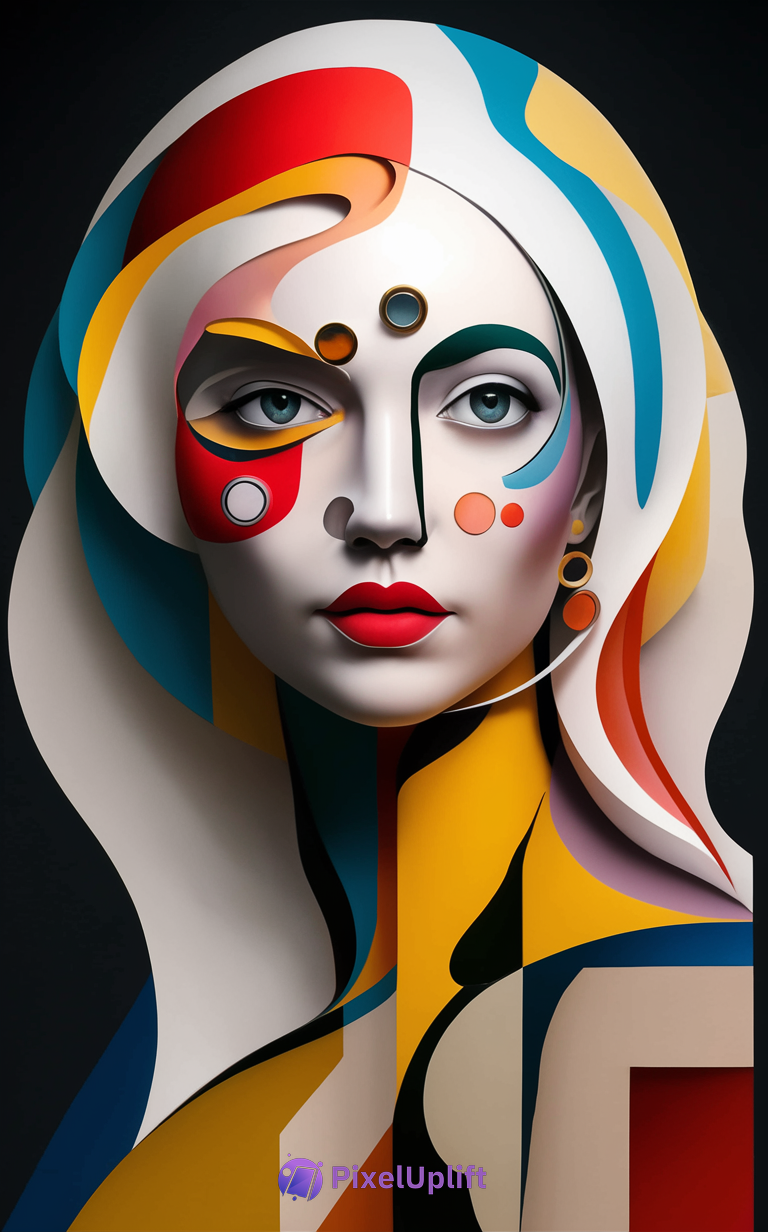 Abstract colorful portrait of a woman with flowing shapes and vibrant colors phone wallpaper