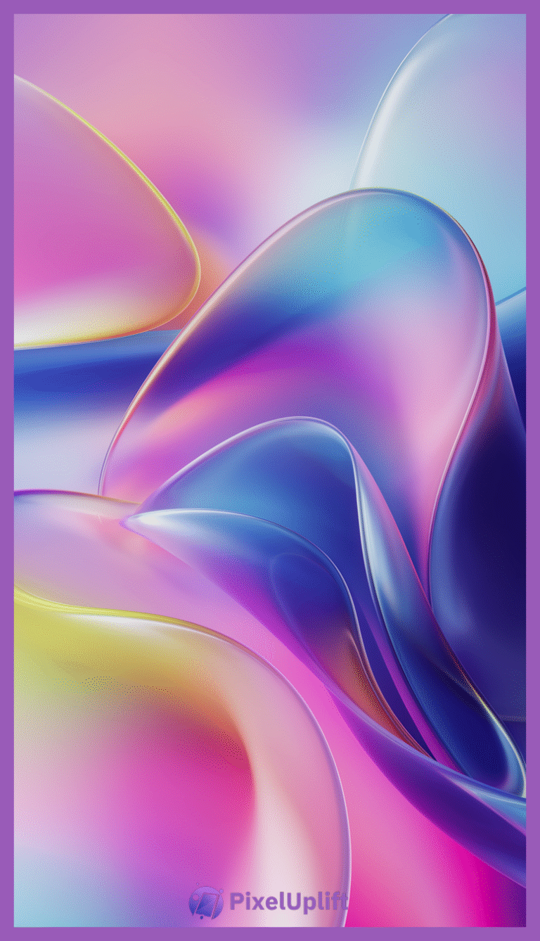 Abstract digital artwork phone wallpaper with smooth flowing translucent shapes and vibrant gradient colors