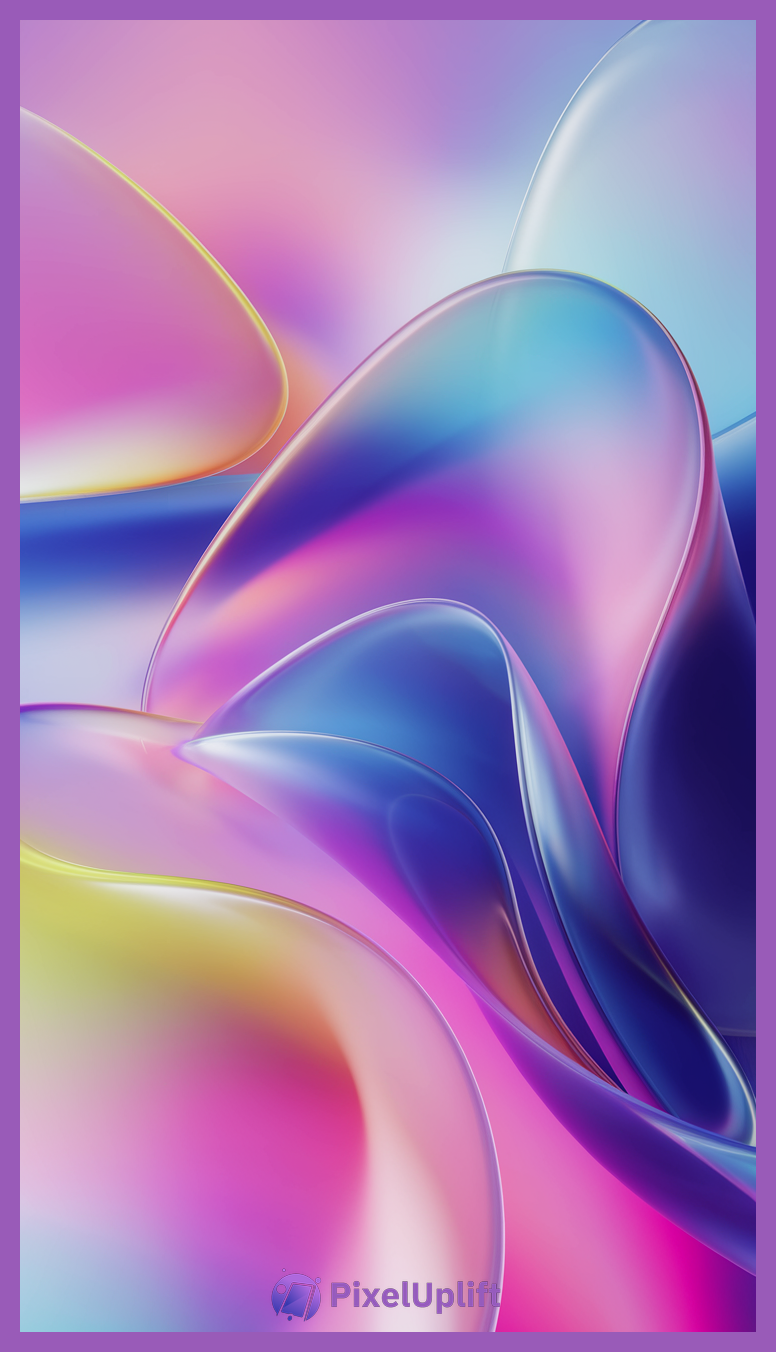 Abstract digital artwork phone wallpaper with smooth flowing translucent shapes and vibrant gradient colors