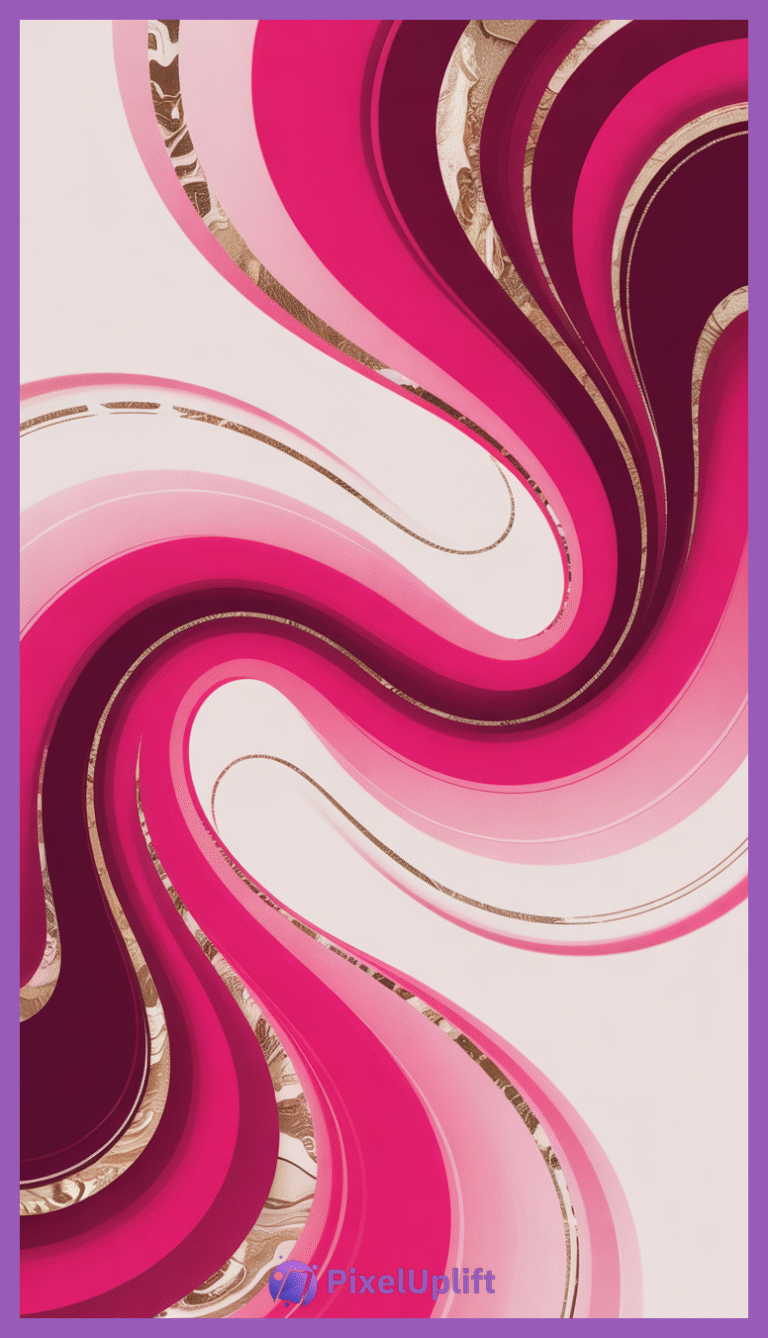 Abstract phone wallpaper lockscreen with swirling wave-like pink, beige, and gold patterns