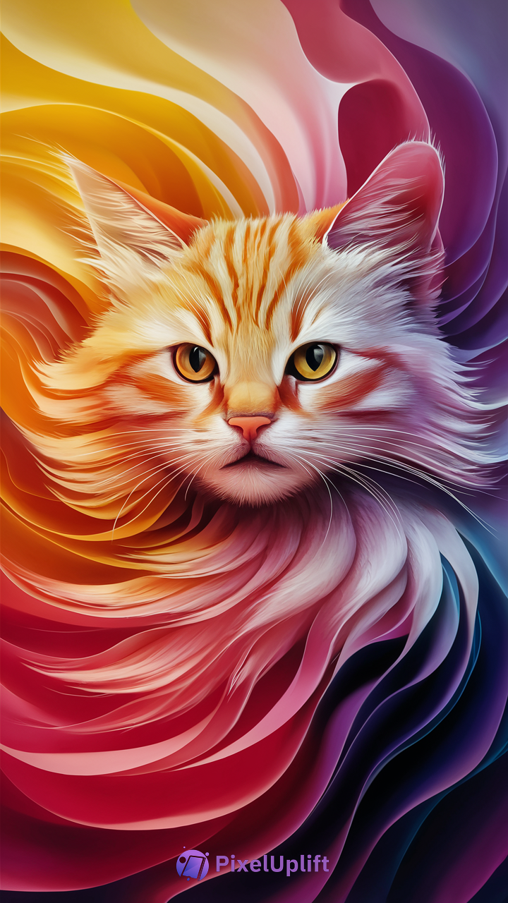 Vibrant portrait of a cat with swirling warm colors background HD phone wallpaper